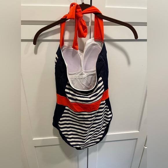 Boden Blue and White One Piece Swimsuit with Nautical Stripes. Size 8. Like new! - Picture 2 of 6